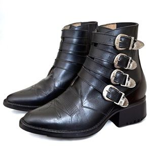 Toga Pulla Western Multi Strap Black Boots 9.5